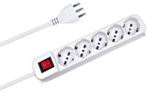 MULTIPRESA CON INTERRUTORE 5 PRESE TRIVALENTI SPINA 16A