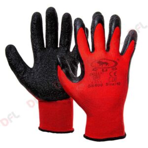GUANTI IN LATTICE ANTISCIVOLO TG.10 ROSSO/NERO