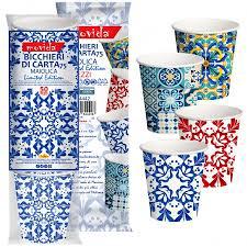 BICCHIERI CAFFE' IN CARTA MIX MAIOLICA ML.75 PZ.50 CASAMICI